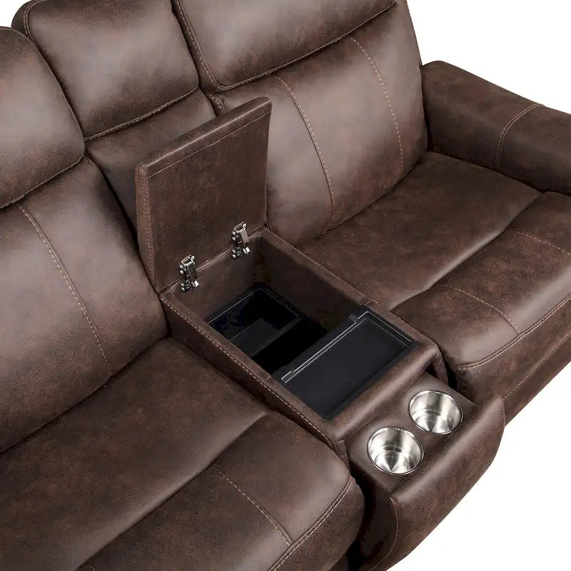 Causeuse à console inclinable électrique en simili-cuir Steve Silver
