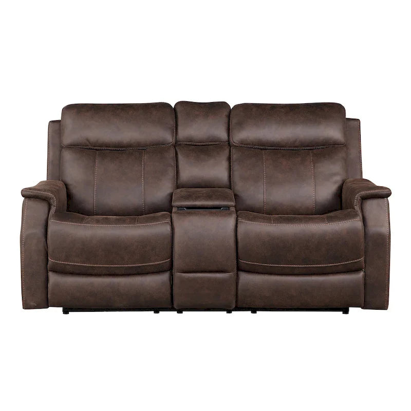 Causeuse à console inclinable électrique en simili-cuir Steve Silver