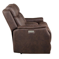 Causeuse à console inclinable électrique en simili-cuir Steve Silver