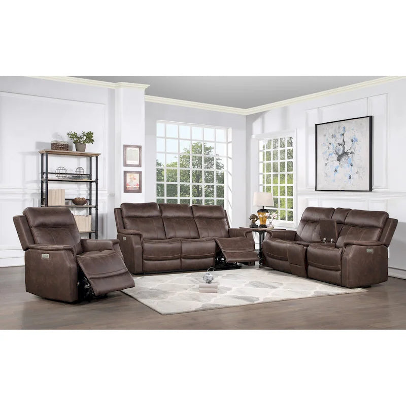 Causeuse à console inclinable électrique en simili-cuir Steve Silver