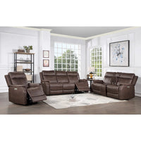 Causeuse à console inclinable électrique en simili-cuir Steve Silver