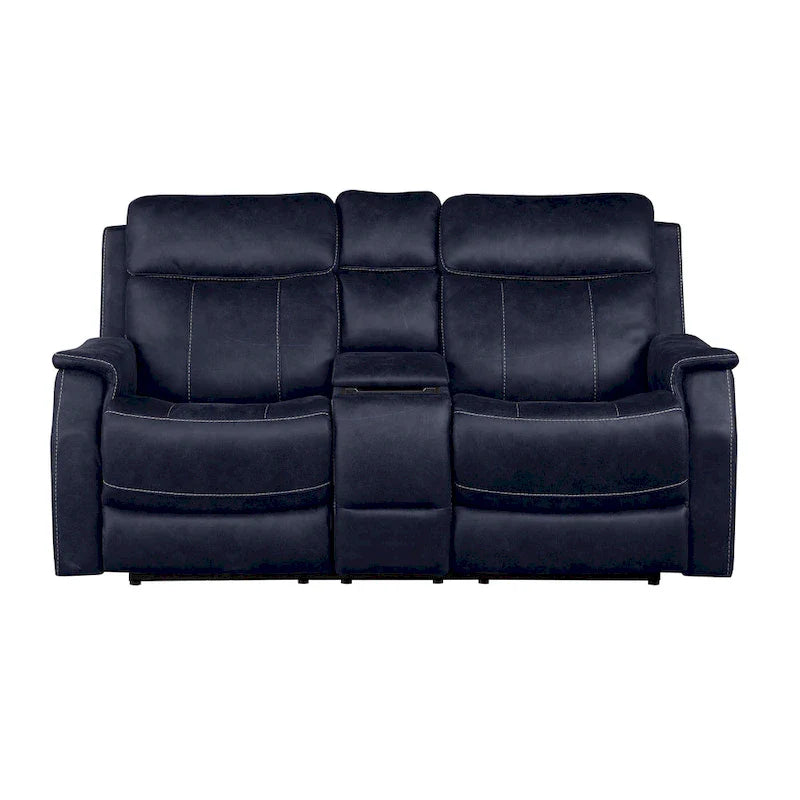 Causeuse à console inclinable électrique en simili-cuir Steve Silver