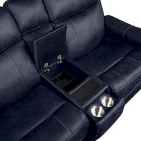 Causeuse à console inclinable électrique en simili-cuir Steve Silver