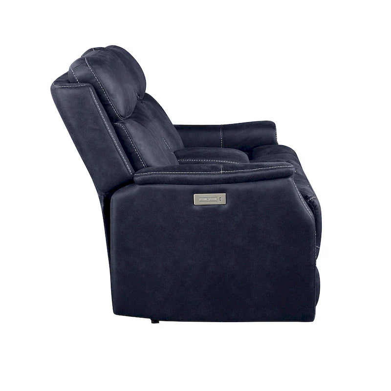 Causeuse à console inclinable électrique en simili-cuir Steve Silver