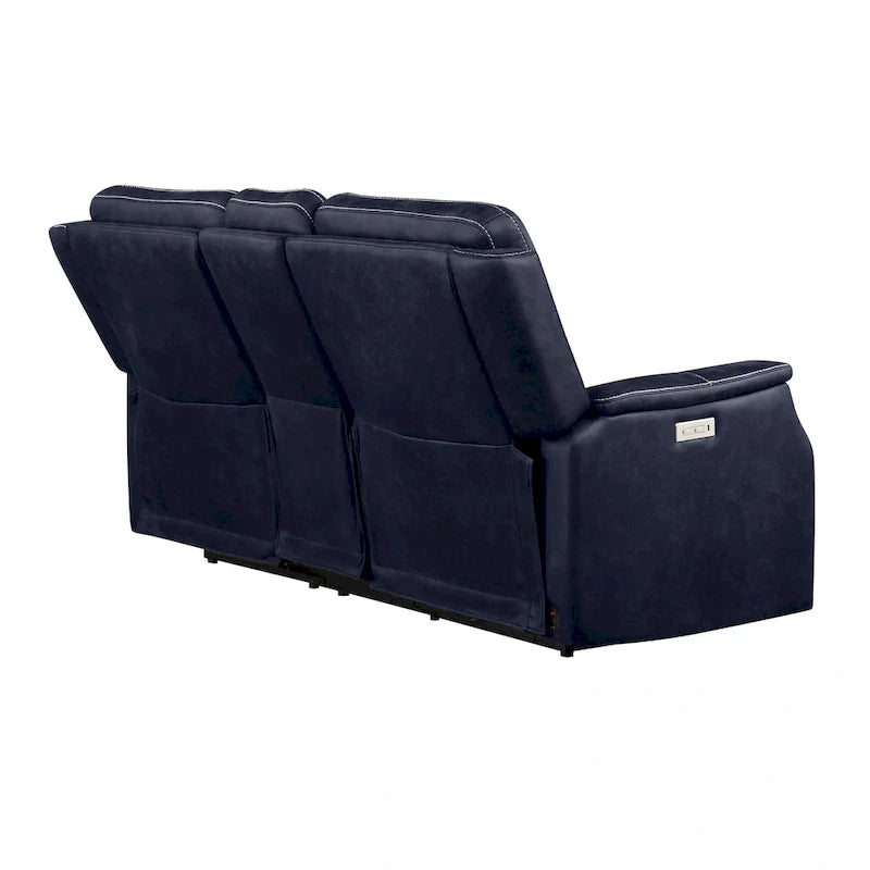 Causeuse à console inclinable électrique en simili-cuir Steve Silver