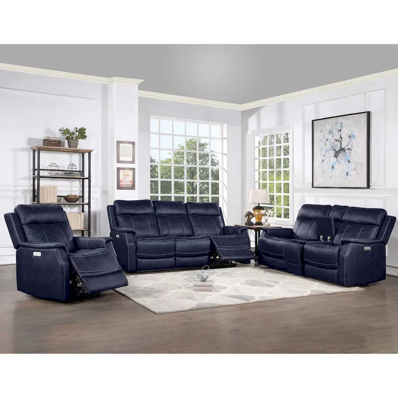 Causeuse à console inclinable électrique en simili-cuir Steve Silver