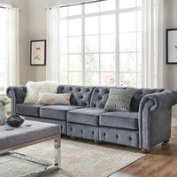 Canapé Chesterfield extra long Knightsbridge gris par iNSPIRE Q Artisan