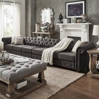 Canapé Chesterfield extra long Knightsbridge gris par iNSPIRE Q Artisan
