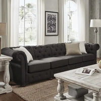 Canapé Chesterfield extra long Knightsbridge gris par iNSPIRE Q Artisan