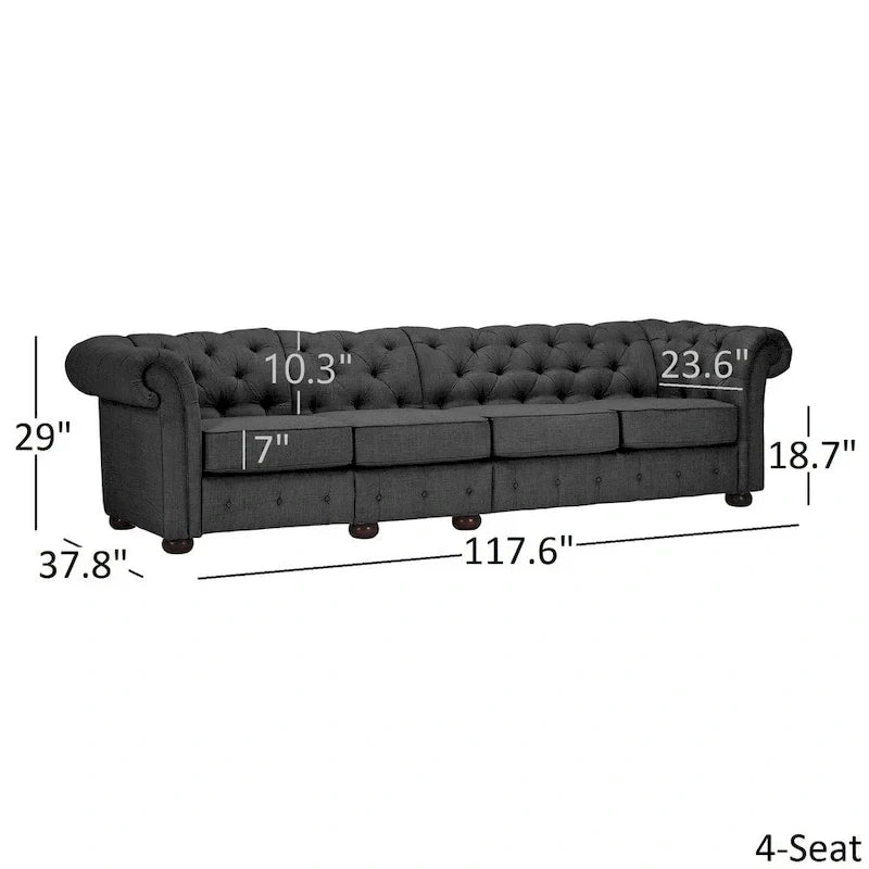 Canapé Chesterfield extra long Knightsbridge gris par iNSPIRE Q Artisan