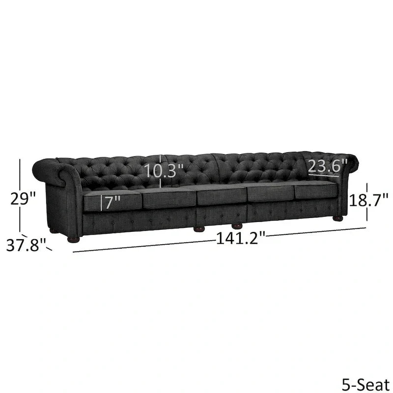 Canapé Chesterfield extra long Knightsbridge gris par iNSPIRE Q Artisan