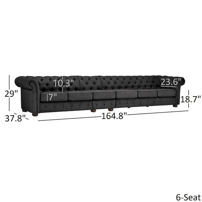 Canapé Chesterfield extra long Knightsbridge gris par iNSPIRE Q Artisan