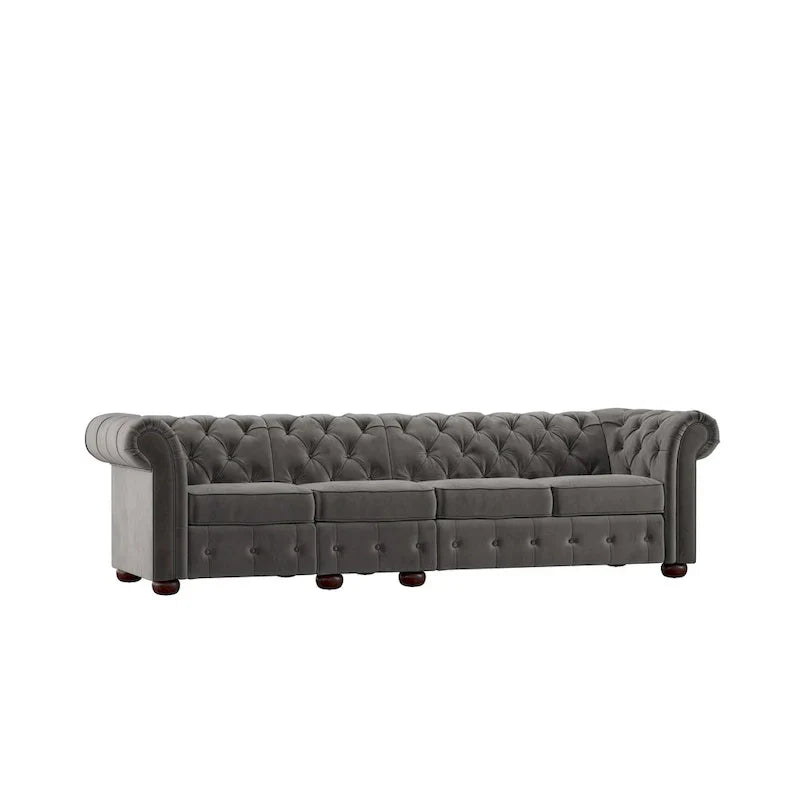 Canapé Chesterfield extra long Knightsbridge gris par iNSPIRE Q Artisan