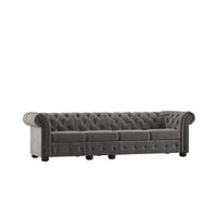 Canapé Chesterfield extra long Knightsbridge gris par iNSPIRE Q Artisan