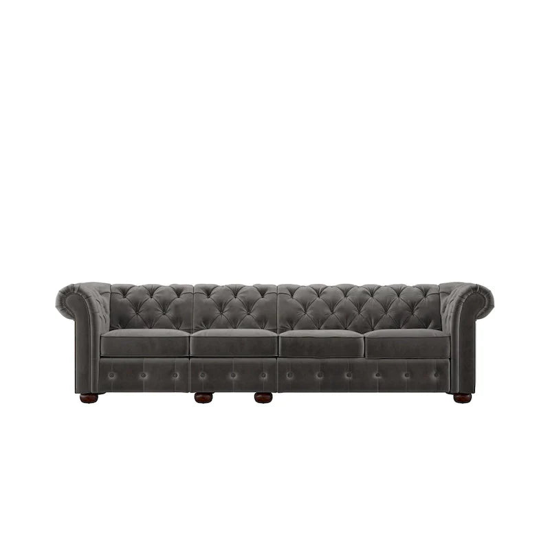 Canapé Chesterfield extra long Knightsbridge gris par iNSPIRE Q Artisan