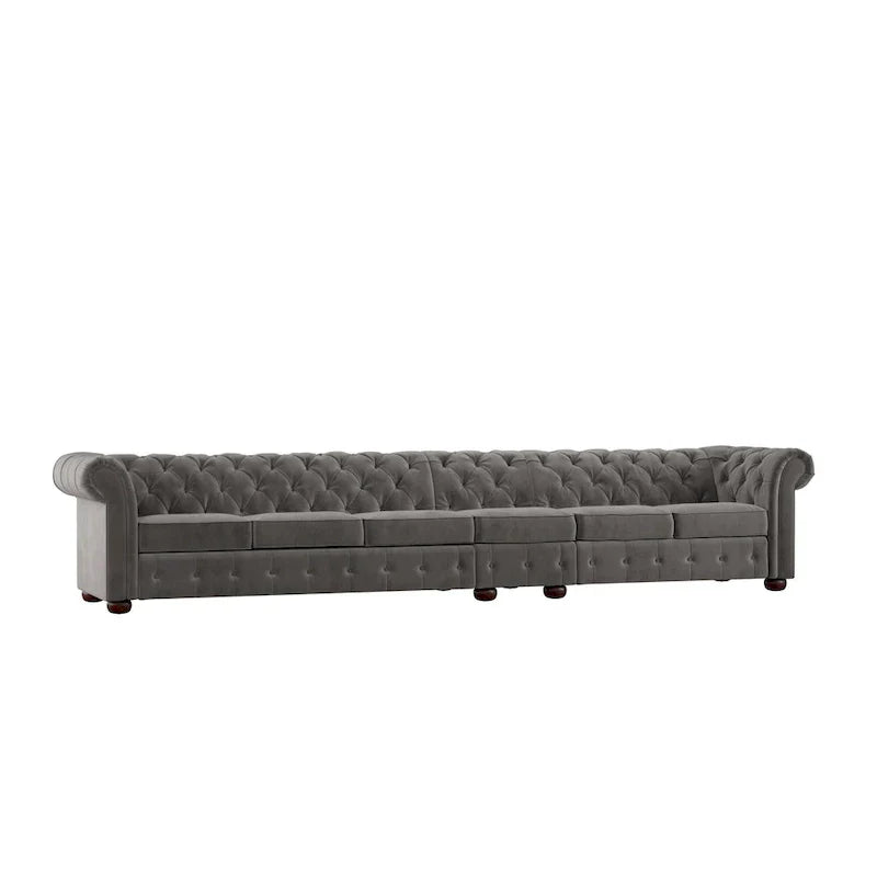 Canapé Chesterfield extra long Knightsbridge gris par iNSPIRE Q Artisan