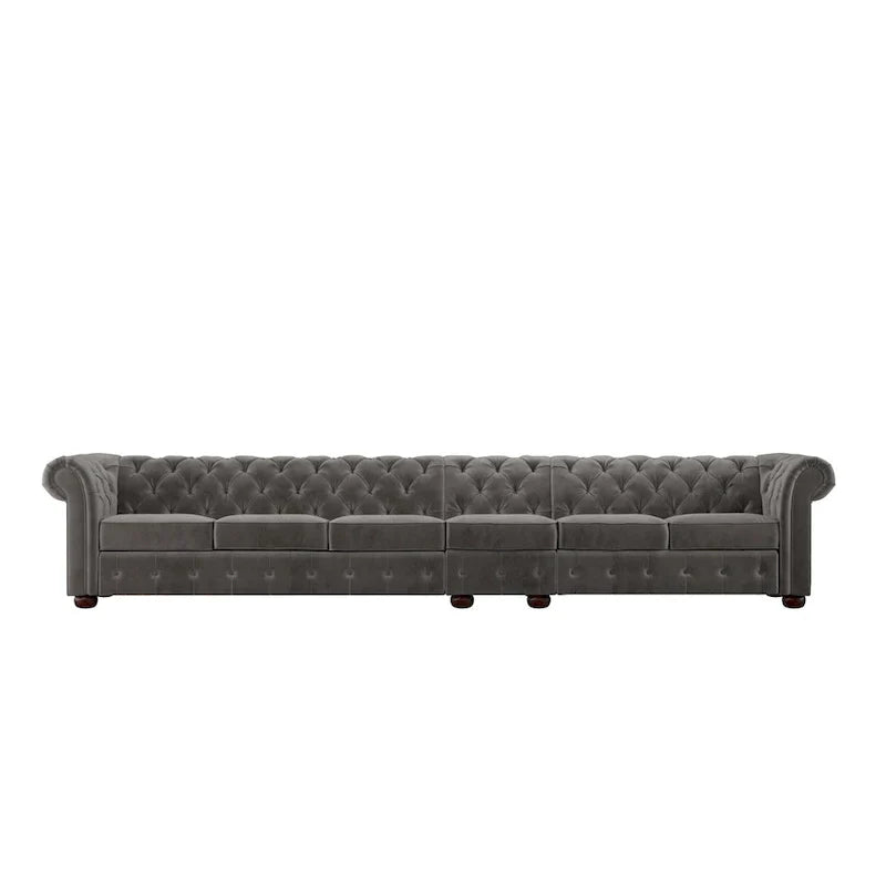 Canapé Chesterfield extra long Knightsbridge gris par iNSPIRE Q Artisan