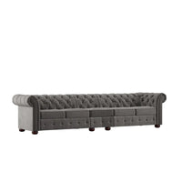 Canapé Chesterfield extra long Knightsbridge gris par iNSPIRE Q Artisan