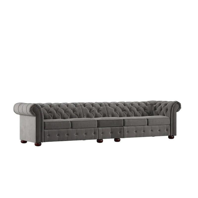 Canapé Chesterfield extra long Knightsbridge gris par iNSPIRE Q Artisan