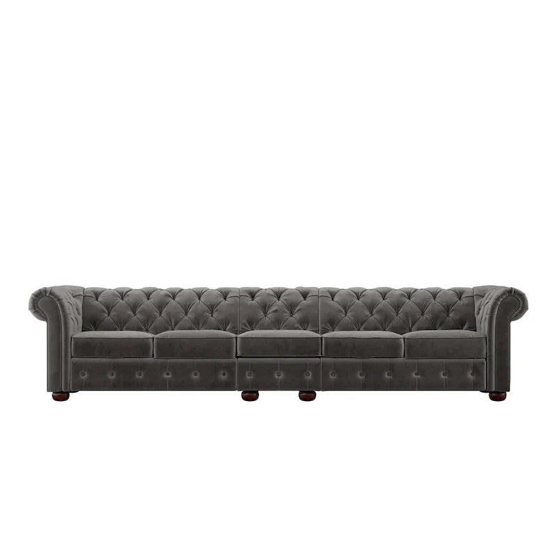 Canapé Chesterfield extra long Knightsbridge gris par iNSPIRE Q Artisan
