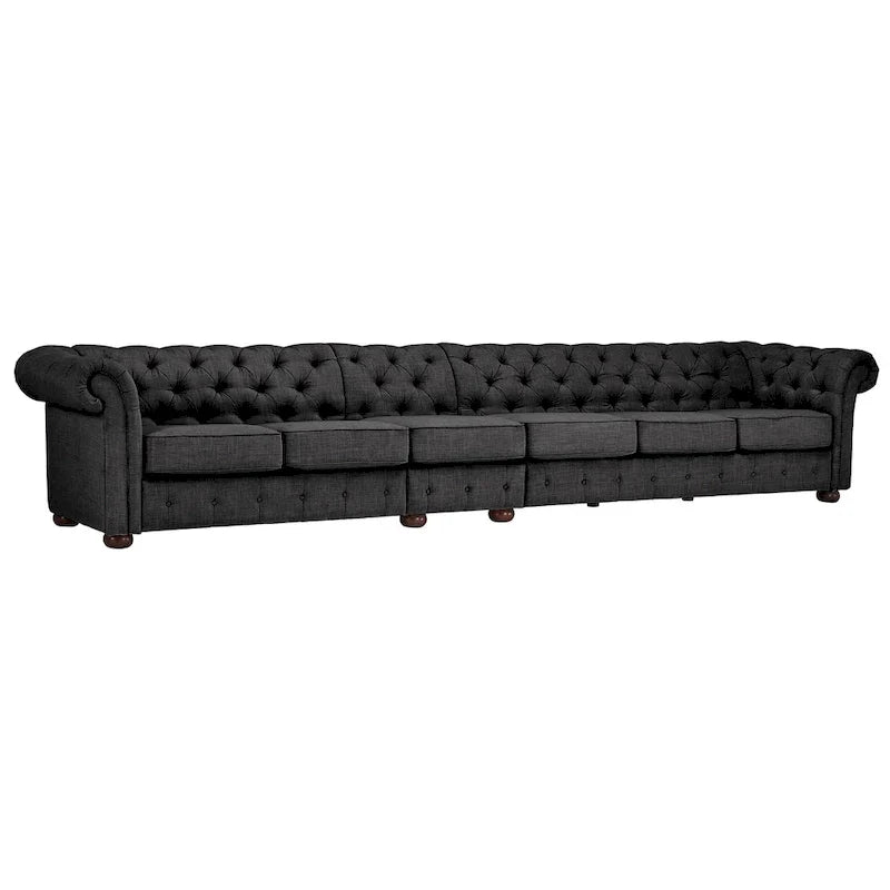 Canapé Chesterfield extra long Knightsbridge gris par iNSPIRE Q Artisan