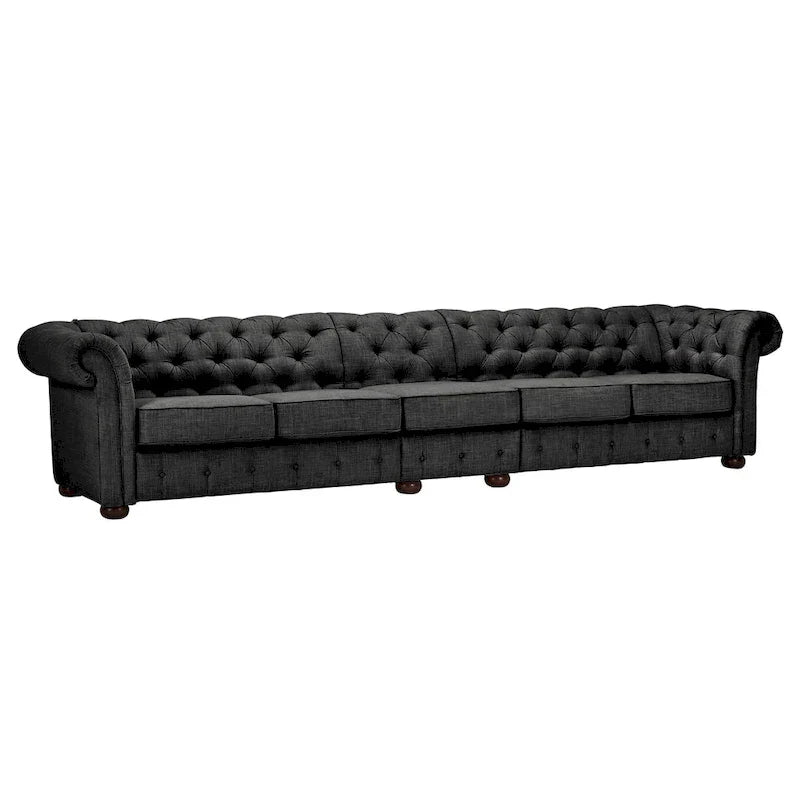 Canapé Chesterfield extra long Knightsbridge gris par iNSPIRE Q Artisan