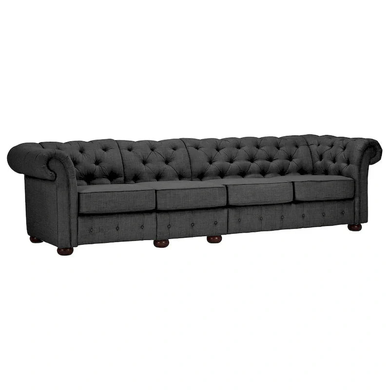 Canapé Chesterfield extra long Knightsbridge gris par iNSPIRE Q Artisan