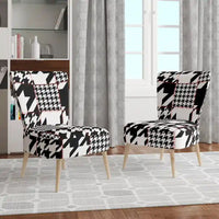 Chaise d'appoint classique de style écossais pied-de-poule au design art, style mi-siècle, fauteuil