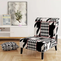 Chaise d'appoint classique de style écossais pied-de-poule au design art, style mi-siècle, fauteuil