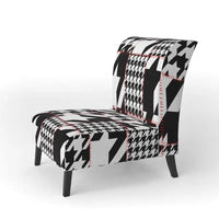 Chaise d'appoint classique de style écossais pied-de-poule au design art, style mi-siècle, fauteuil