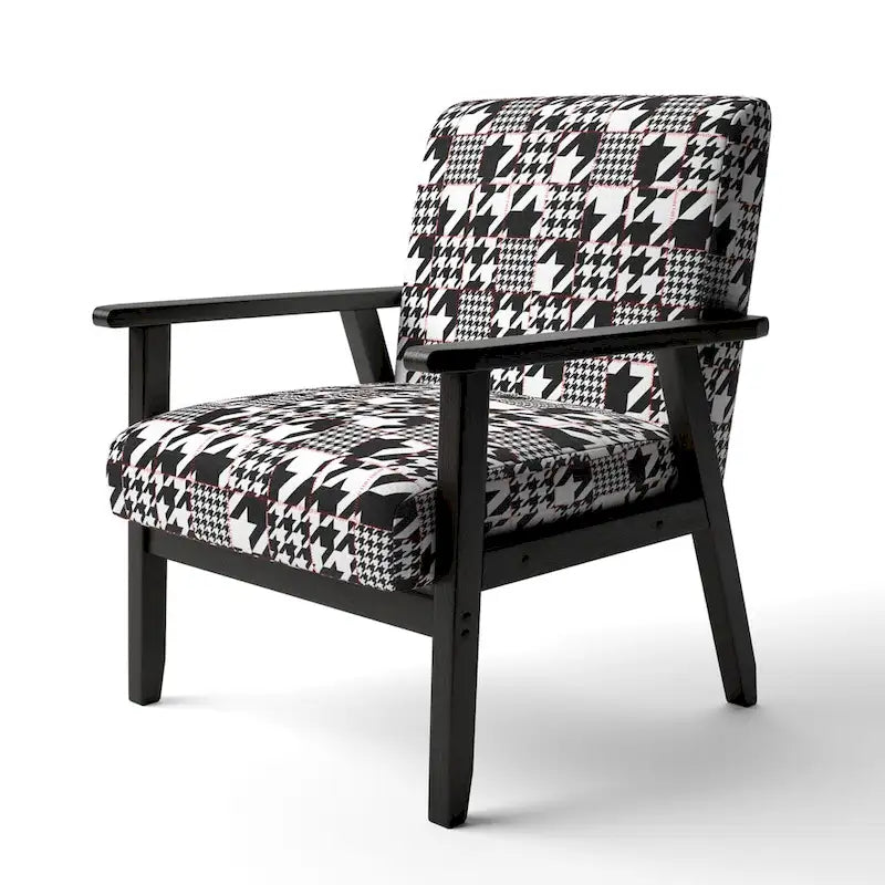 Chaise d'appoint classique de style écossais pied-de-poule au design art, style mi-siècle, fauteuil