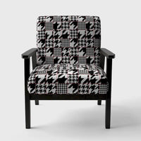 Chaise d'appoint classique de style écossais pied-de-poule au design art, style mi-siècle, fauteuil