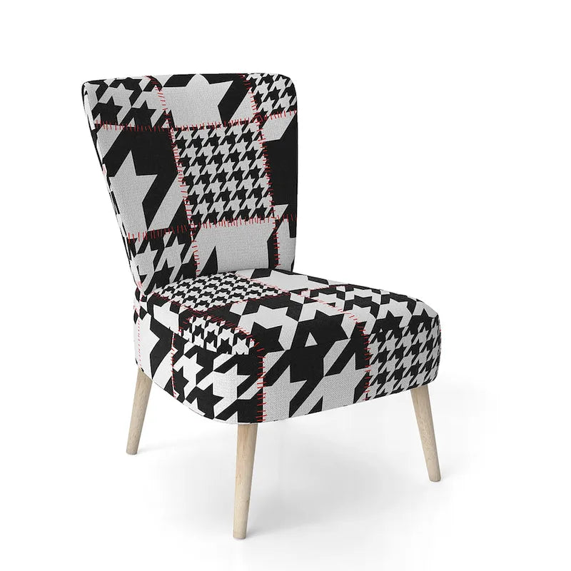Chaise d'appoint classique de style écossais pied-de-poule au design art, style mi-siècle, fauteuil