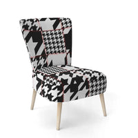 Chaise d'appoint classique de style écossais pied-de-poule au design art, style mi-siècle, fauteuil