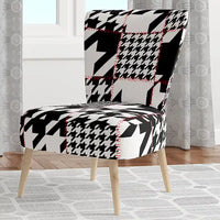 Chaise d'appoint classique de style écossais pied-de-poule au design art, style mi-siècle, fauteuil