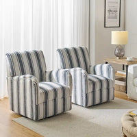 Pancy - Fauteuil pivotant traditionnel à motif rayé jacobéen, lot de 2 par HULALA HOME