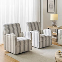 Pancy - Fauteuil pivotant traditionnel à motif rayé jacobéen, lot de 2 par HULALA HOME