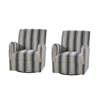 Pancy - Fauteuil pivotant traditionnel à motif rayé jacobéen, lot de 2 par HULALA HOME