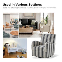 Pancy - Fauteuil pivotant traditionnel à motif rayé jacobéen, lot de 2 par HULALA HOME