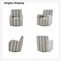Pancy - Fauteuil pivotant traditionnel à motif rayé jacobéen, lot de 2 par HULALA HOME
