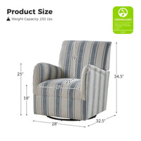 Pancy - Fauteuil pivotant traditionnel à motif rayé jacobéen, lot de 2 par HULALA HOME