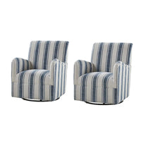 Pancy - Fauteuil pivotant traditionnel à motif rayé jacobéen, lot de 2 par HULALA HOME