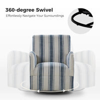 Pancy - Fauteuil pivotant traditionnel à motif rayé jacobéen, lot de 2 par HULALA HOME