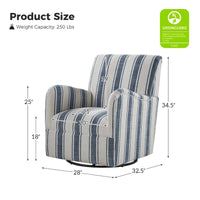Pancy - Fauteuil pivotant traditionnel à motif rayé jacobéen, lot de 2 par HULALA HOME