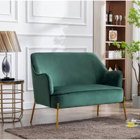 Porthos Home Kyler Canapé deux places, Revêtement en velours, Pieds en chrome doré