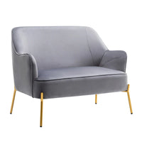 Porthos Home Kyler Canapé deux places, Revêtement en velours, Pieds en chrome doré