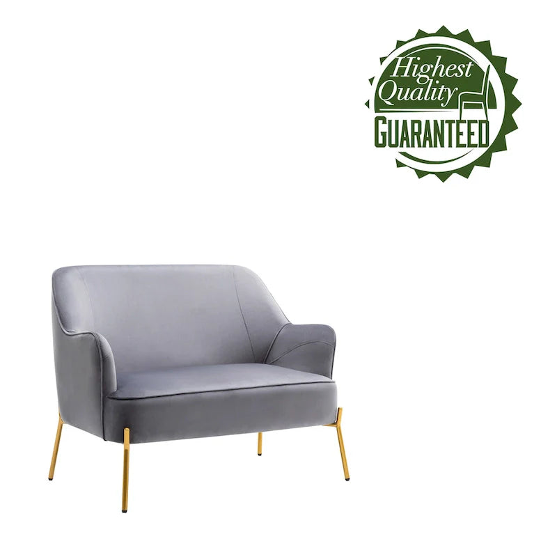 Porthos Home Kyler Canapé deux places, Revêtement en velours, Pieds en chrome doré