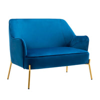 Porthos Home Kyler Canapé deux places, Revêtement en velours, Pieds en chrome doré