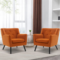 Fauteuil en velours capitonné, lot de 2 - 30,71 H x 28,35 L x 27,56 P