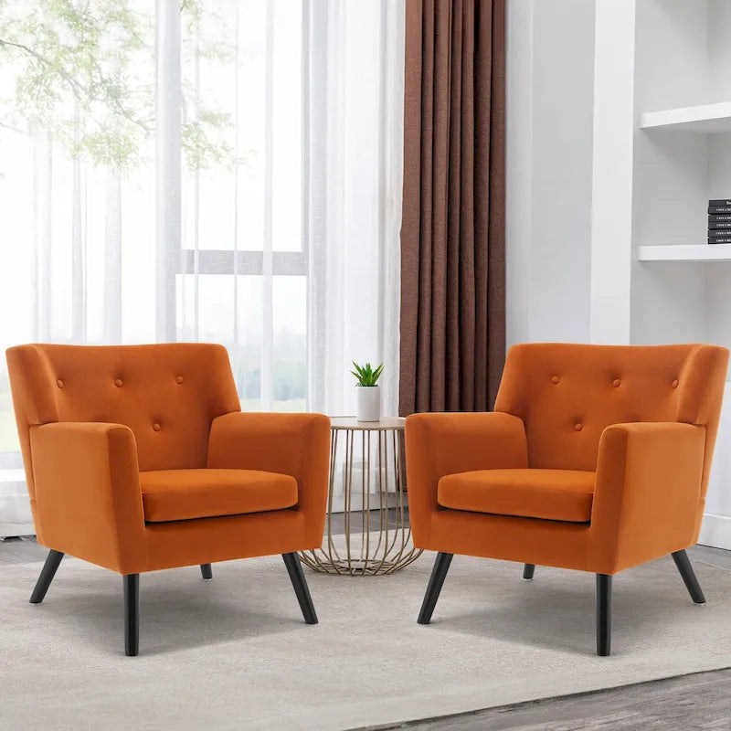 Fauteuil en velours capitonné, lot de 2 - 30,71 H x 28,35 L x 27,56 P